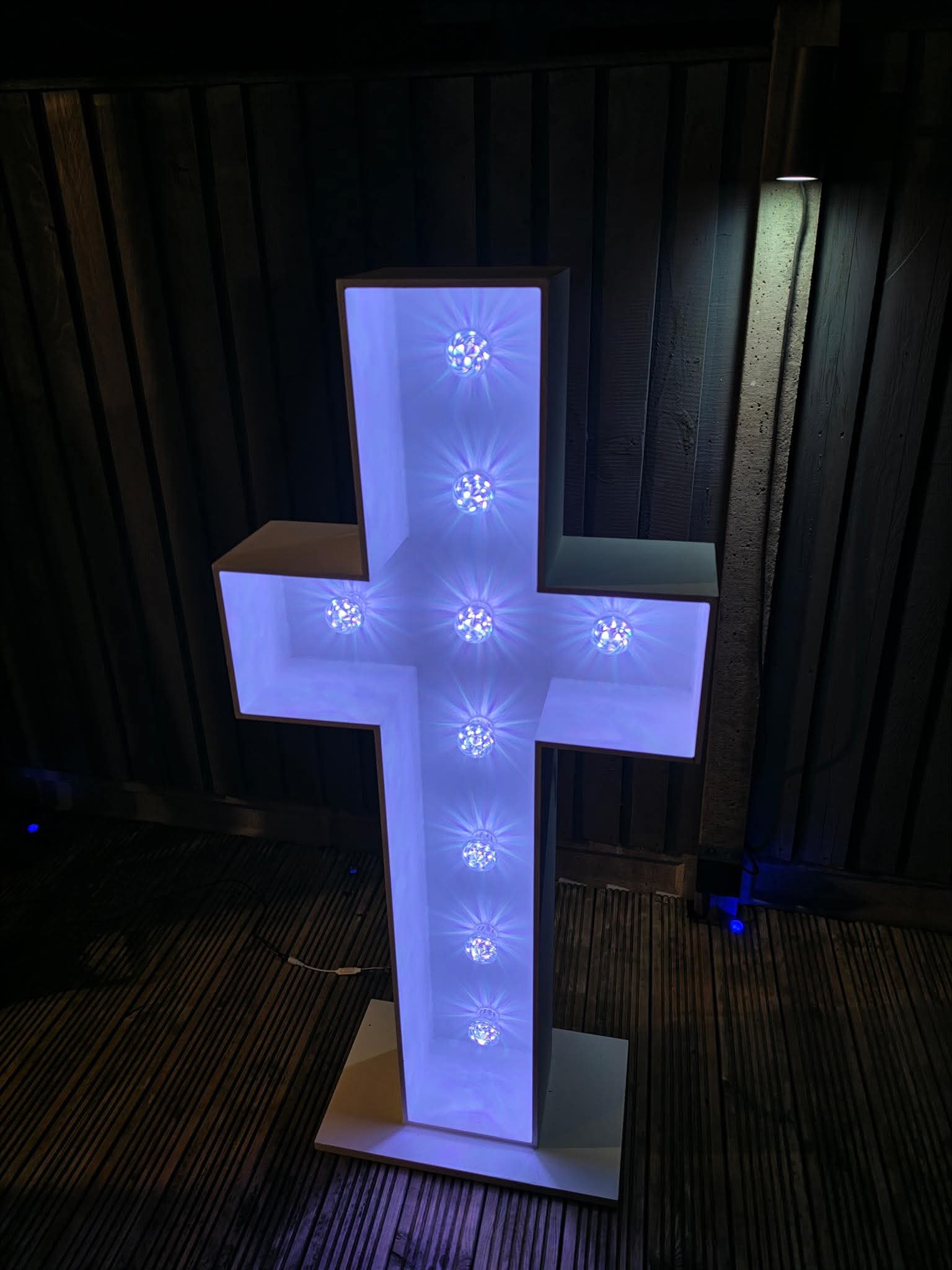 Light-up 4ft LED cross for a christening or communion